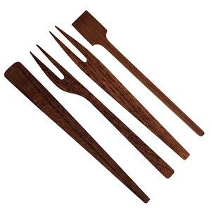 Handcrafted Wooden Appetizer and Olive Forks Paddles Serving Utensils Set of 4
